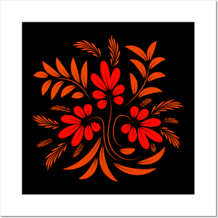 Folk flowers floral art print Flowers abstract art Posters and Art